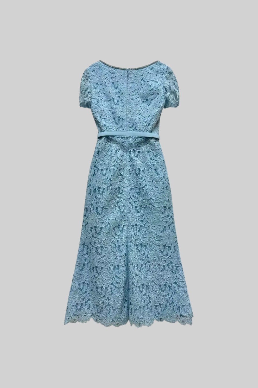 Valentina - Delicado Vestido Midi de Encaje Azur - Azul Bebé