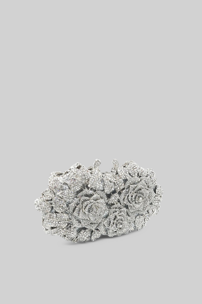 Jade - Clutch con Adornos de Cristal - Plateado