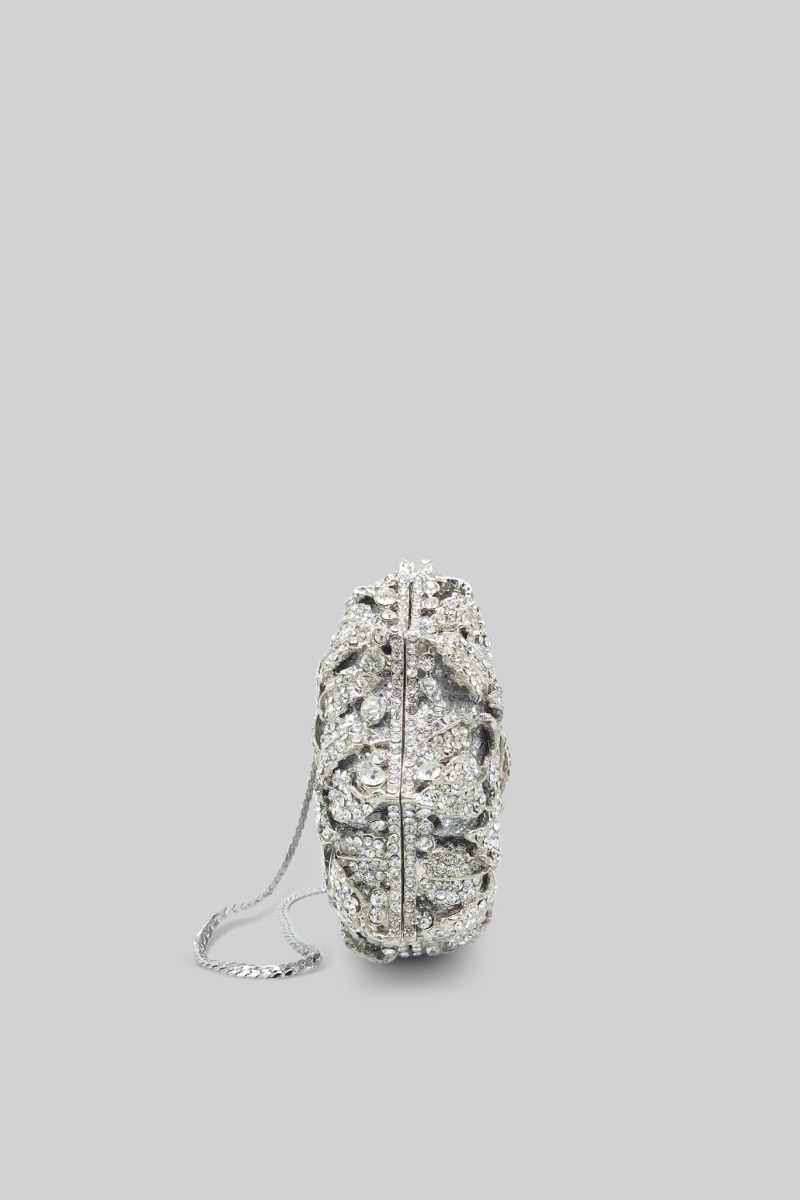 Jade - Clutch con Adornos de Cristal - Plateado