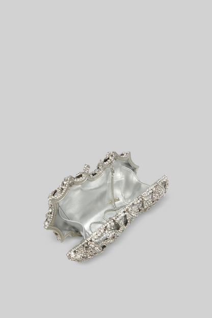 Jade - Clutch con Adornos de Cristal - Plateado