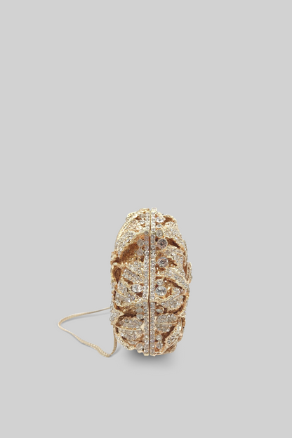 Iris - Clutch con Adornos de Cristal - Dorado