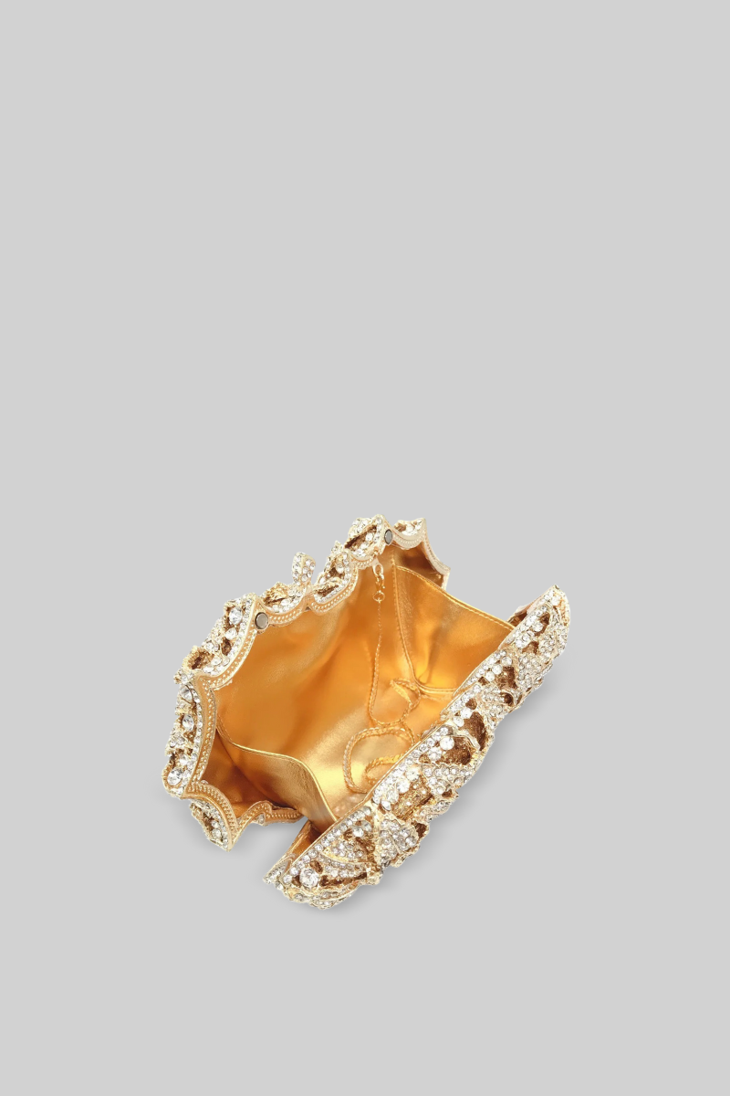 Iris - Clutch con Adornos de Cristal - Dorado