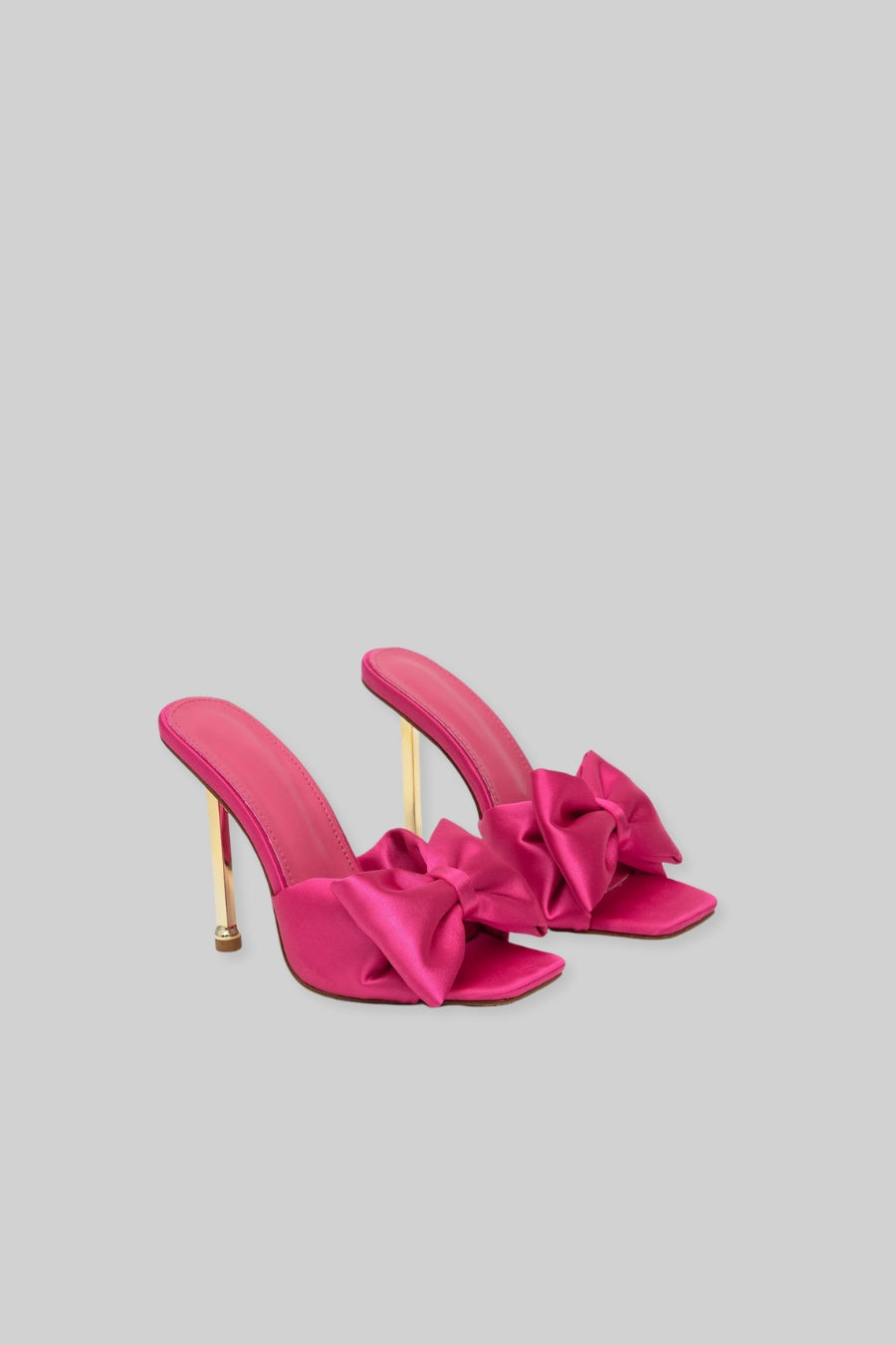Nieves - Sandalias de Tacón de Satén con Lazo - Fucsia