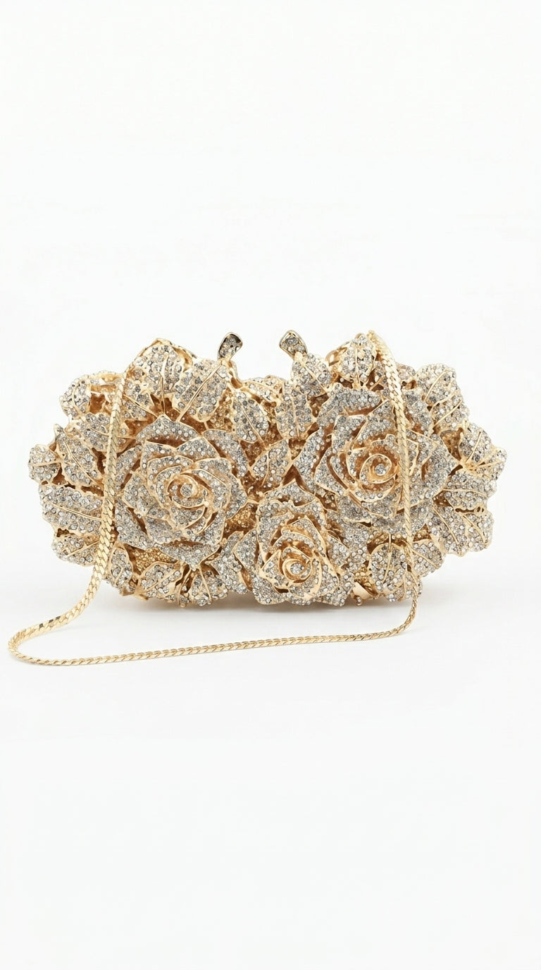Iris - Clutch con Adornos de Cristal - Dorado
