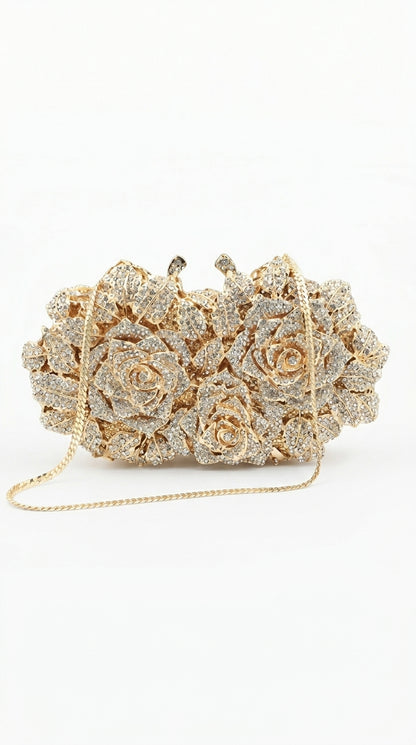 Iris - Clutch con Adornos de Cristal - Dorado