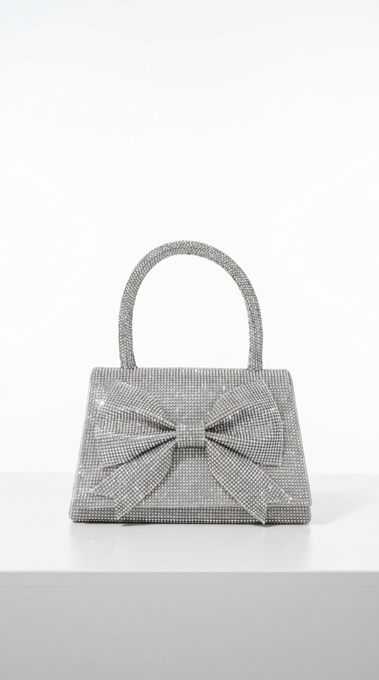 Coral - Clutch de Pedrería con Adornos Brillantes - Plateado