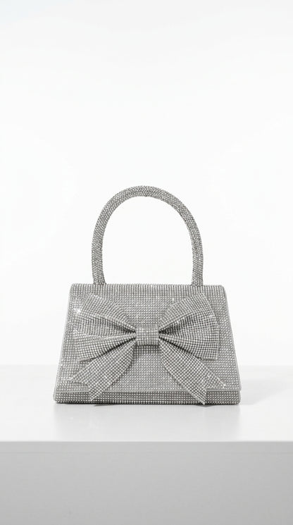 Coral - Clutch de Pedrería con Adornos Brillantes - Plateado