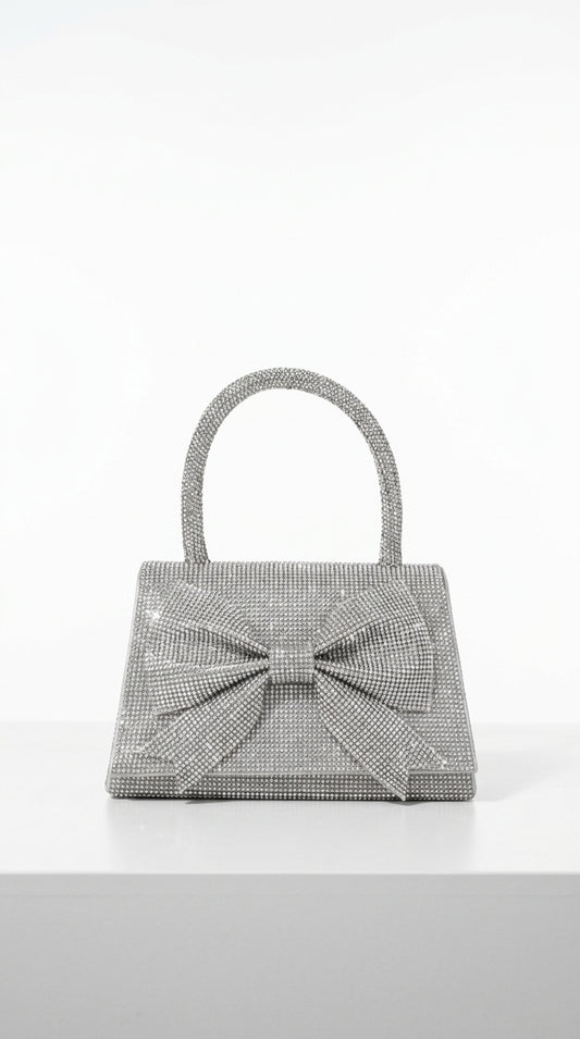 Coral - Clutch de Pedrería con Adornos Brillantes - Plateado