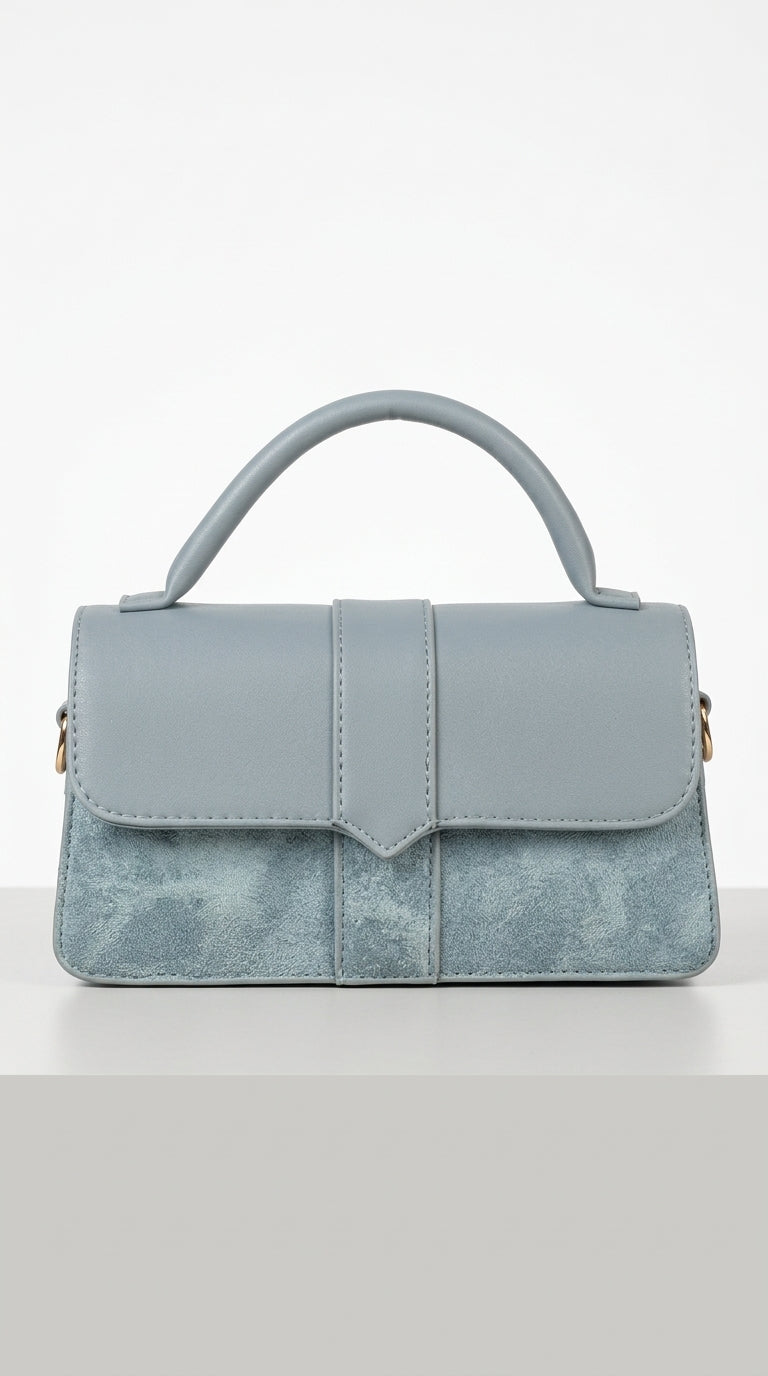 Gala - Bolso de Textura Dual con Cierre Oculto - Azul