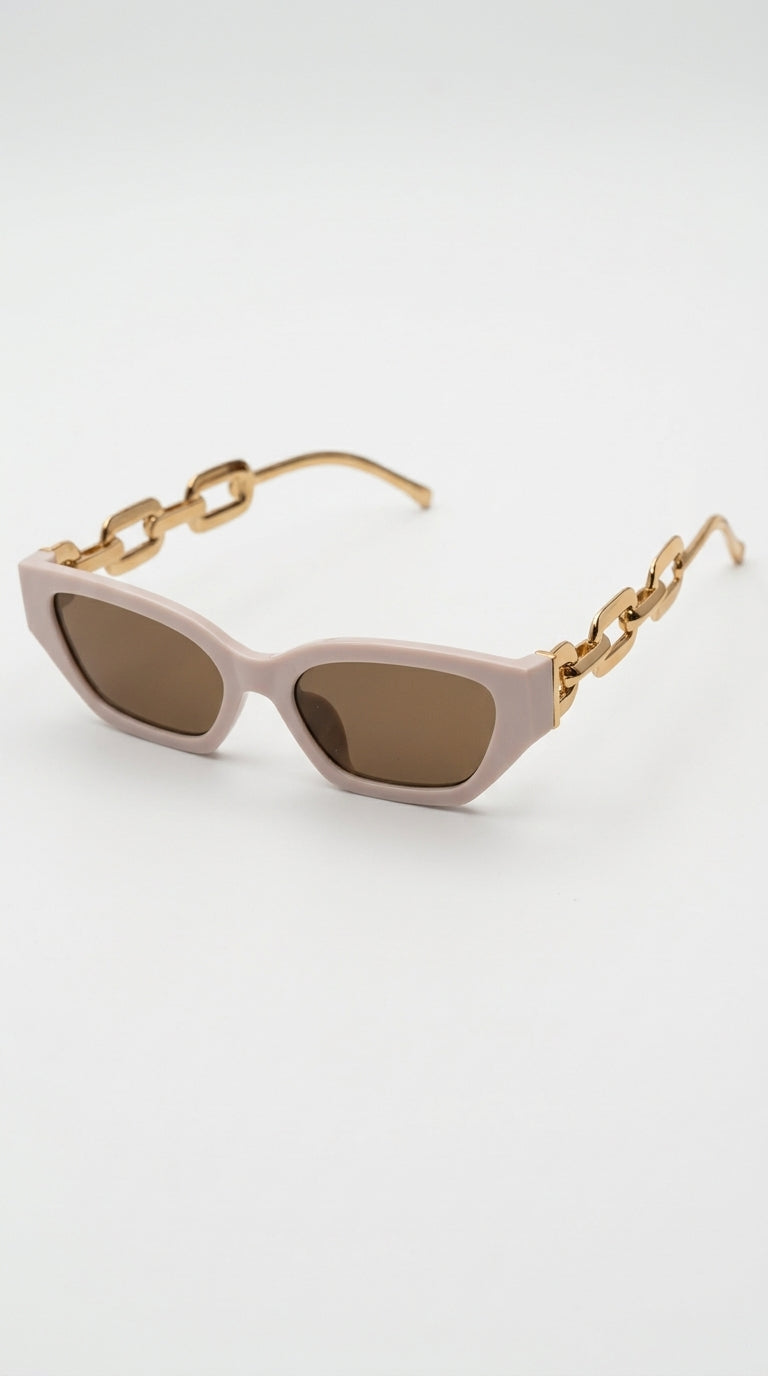Amparo - Gafas de Ojo de Gato con Brazos de Cadena Dorada - Rosa