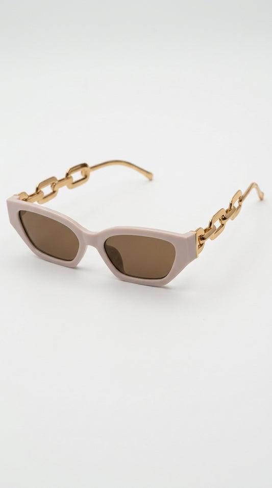 Amparo - Gafas de Ojo de Gato con Brazos de Cadena Dorada - Rosa