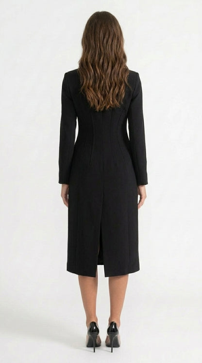 Julia - Abrigo Trench con Detalle de Cinturón en el Pecho - Negro