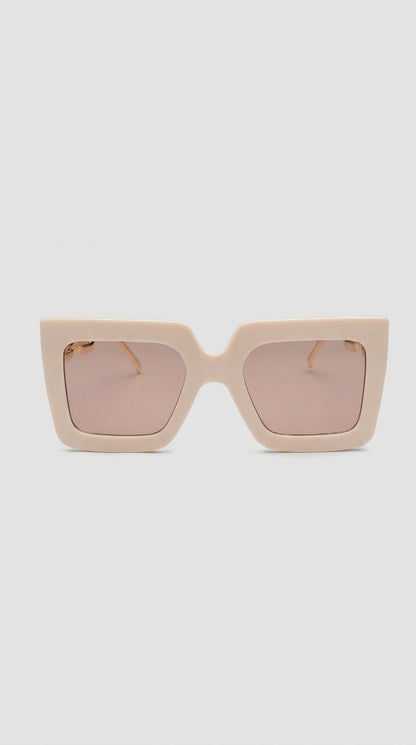 Consuelo - Gafas de Sol Cuadradas con Brazos de Cadena Dorada - Rosa