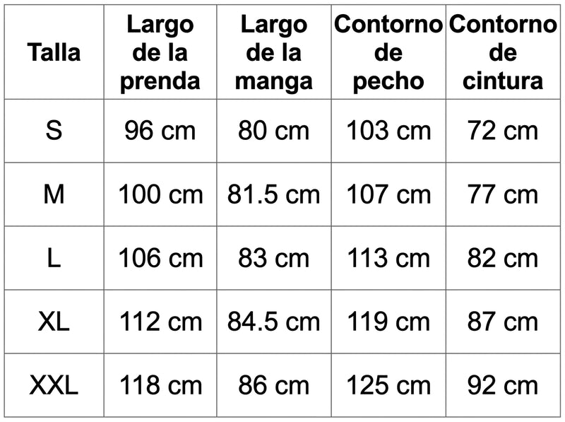Tabla de tallas