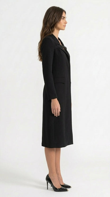 Julia - Abrigo Trench con Detalle de Cinturón en el Pecho - Negro