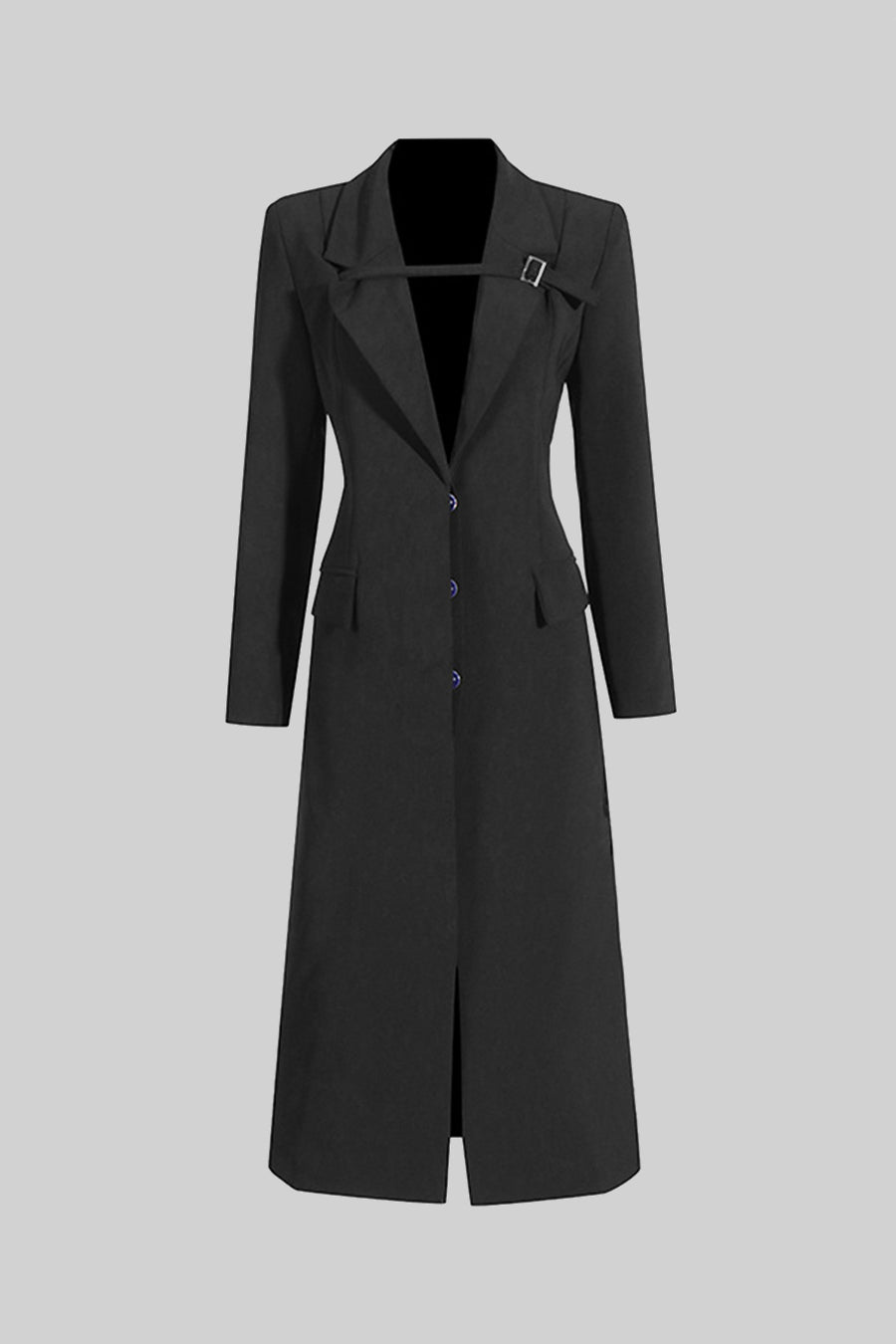 Julia - Abrigo Trench con Detalle de Cinturón en el Pecho - Negro