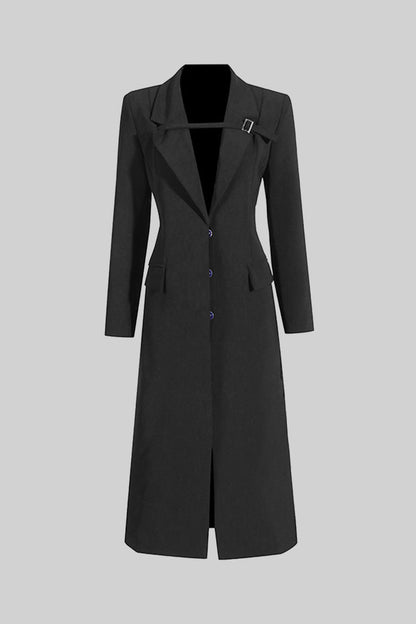Julia - Abrigo Trench con Detalle de Cinturón en el Pecho - Negro