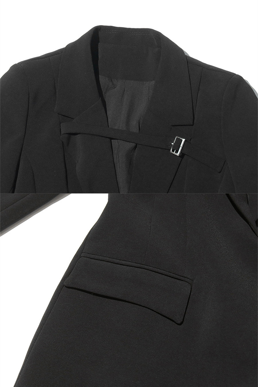 Julia - Abrigo Trench con Detalle de Cinturón en el Pecho - Negro