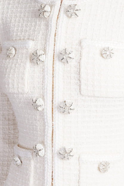 Lucía - Vestido de Punto de Manga Larga hasta la Rodilla - Blanco